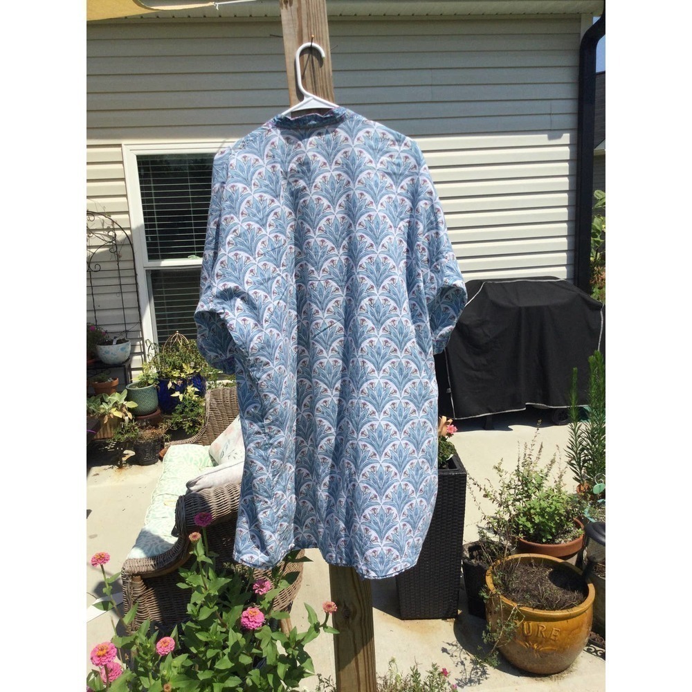 World market womens kimono OS blue floral boho beachy vacay swim coverup layers - Picture 4 of 9